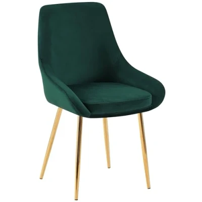 Afbeelding van CLP Elmira Eetkamerstoel Klassiek Met rugleuning armleuning Velvet Fluweel Metall gold groen