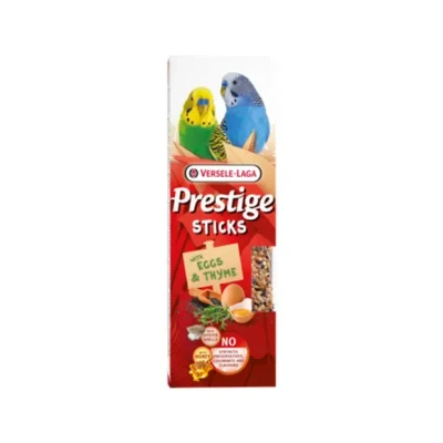 Afbeelding van Versele Laga Prestige Sticks Kleine Parkieten Vogelsnack Ei Thijm 60 g 2 stuks