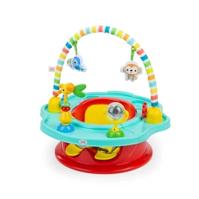 Image de Bright Starts, Playful Paradise Super siège 3 en 1, d&#039;activités avec jouets, plateau pour le goûter, rehausseur, unisexe, enfants de plus 6 mois