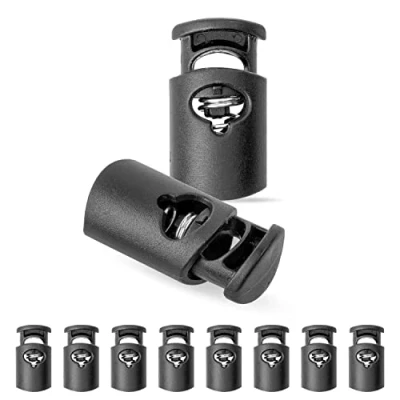 Afbeelding van Koordstopper, 1 gat, 26 x 13 mm, gat 9 6 ideaal voor koorden met een diameter van 5 10 stuks, kunststof koordstop, snelsluitveters, koordschuiver, linttang