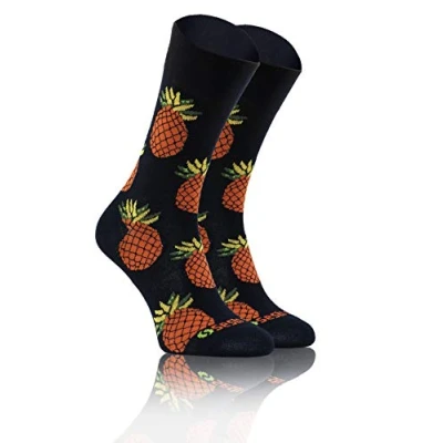 Afbeelding van Sesto Senso Kleurrijke Hoge Sokken Grappige Katoen Dames Heren Funny Socks, Ananas, 43 46 EU