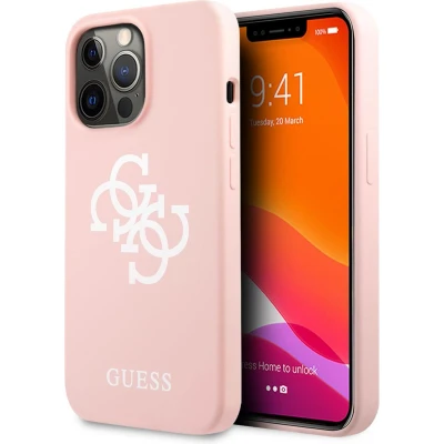 Afbeelding van Guess iPhone 13 Pro Hoesje Roze Silicone Back Cover Bescherm je Telefoon &amp; Voorkom Krasjes