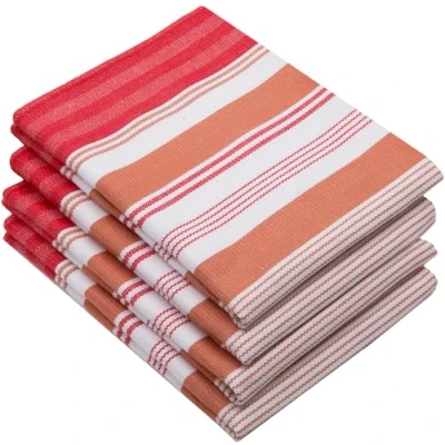 Afbeelding van ZOLLNER Set van 4 katoenen theedoeken, rood gestreept, 50 x 70 cm (meer beschikbaar)