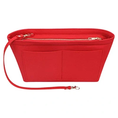 Afbeelding van Soyizom Handtasorganizer van vilt met meerdere vakken voor dames, 7 kleuren en 3 maten, Rood