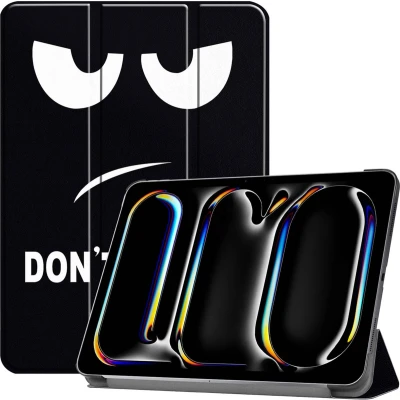 Afbeelding van iMoshion Tablet Hoes Geschikt voor iPad Pro 13 (2024) M4 Design Trifold Bookcase Zwart /Don&#039;t touch