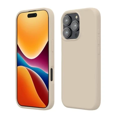 Afbeelding van kwmobile telefoonhoesje geschikt voor Apple iPhone 16 Pro Max Hoesje met siliconen coating Smartphone case in crème