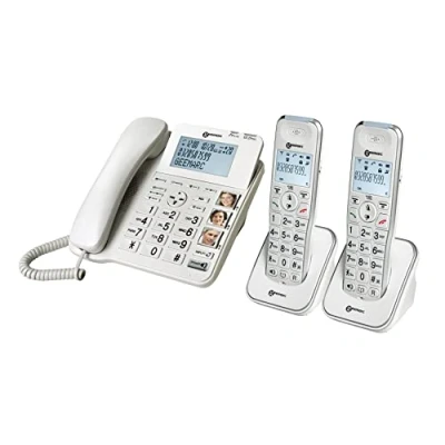 Afbeelding van Geemarc Amplidect 295 Combi Duo versterkte vaste telefoon en extra handsets met antwoordapparaat, krachtige beltoon brede toetsen voor senioren laag of gemiddeld gehoorverlies Franse versie