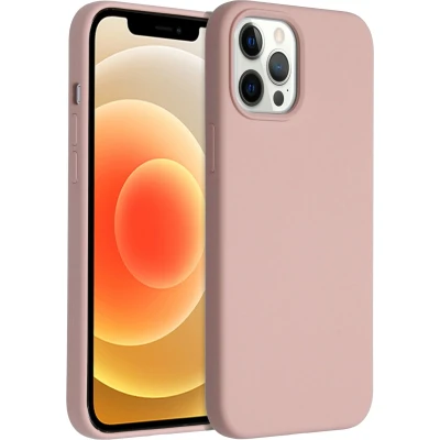 Afbeelding van Accezz Hoesje Geschikt voor iPhone 12 Pro Max Siliconen Liquid Silicone Backcover Roze