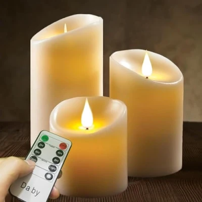 Afbeelding van Da by led kaarsenset, 10 cm, realistisch, dansverlichting, voor feestjes, thuis, elegante evenementen, batterijvoeding, knoppen, ivoorkleurig.