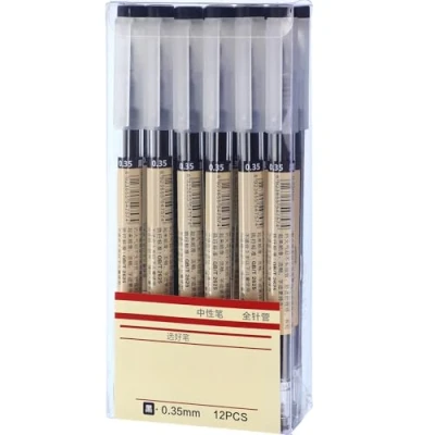 Afbeelding van 0,35 mm zwarte gel balpen, extra fijne balpen voor kantoor, school, benodigdheden (12 stuks)