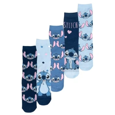 Afbeelding van Disney Lilo &amp; Stitch damessokken, set van 5 paar, maat 38 43, meerkleurig, 43 EU, Meerkleurig