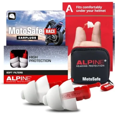 Afbeelding van Alpine MotoSafe Race Motor oordoppen Oordopjes tegen windruis 20dB Hoge demping Voorkomt gehoorschade tijdens het motorrijden Herbruikbaar Premium Gehoorbescherming Rood 1 paar