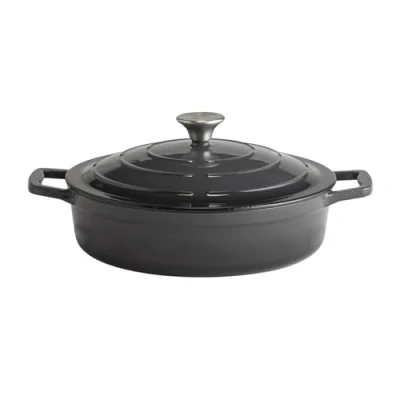 Afbeelding van APS 88305 5 Stars gietijzeren stoofpan met deksel geschikt voor inductie en oven dekselhouder, Ø 28 cm, 3 liter, antraciet