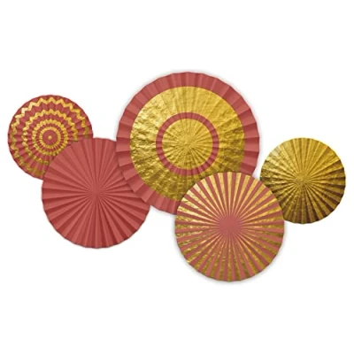 Afbeelding van Folat Honeycomb Waaiers Golden Dusk 5 stuks