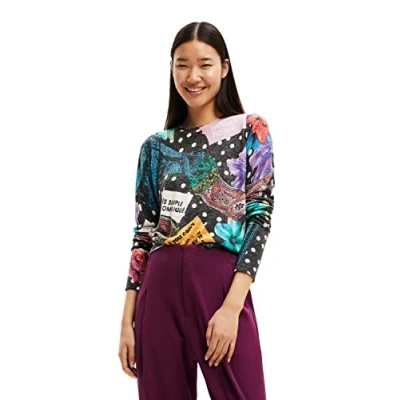 Afbeelding van Desigual Black Jers_spice 2000 zwarte pullover voor dames, zwart.