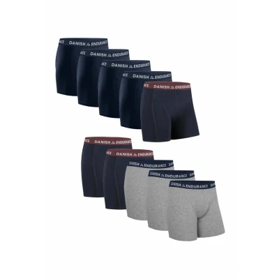 Afbeelding van DANISH ENDURANCE Boxershorts voor heren van zacht katoen, rekbaar, comfortabel en zonder etiketten, met opening, 6 stuks, Veelkleurig (4 x marineblauw, 3 marineblauw/bordeaux, grijs/marineblauw)