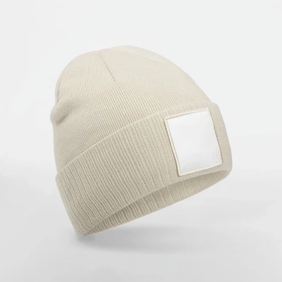 Afbeelding van Beechfield Muts met patch B337R Oatmeal/White