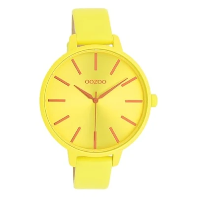 Afbeelding van Oozoo C11184 Color Line dameshorloge met leren armband, neongeel, 42 mm, geel/geel, geel/geel