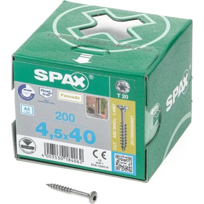 Afbeelding van Spax spaanplaatschroeven met boorpunt RVS T20 deeldraad 4.5x45mm (per 200 stuks)