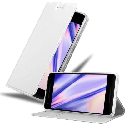 Afbeelding van Cadorabo Hoesje geschikt voor Google PIXEL 2 XL in CLASSY ZILVER Beschermhoes met magnetische sluiting, standfunctie en kaartvakje Book Case Cover Etui