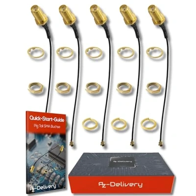 Afbeelding van AZDelivery 5 stuks IPEX naar SMA Pigtail vrouwelijk UFL/u.FL/IPX/IPEX, RF coaxiale adapter