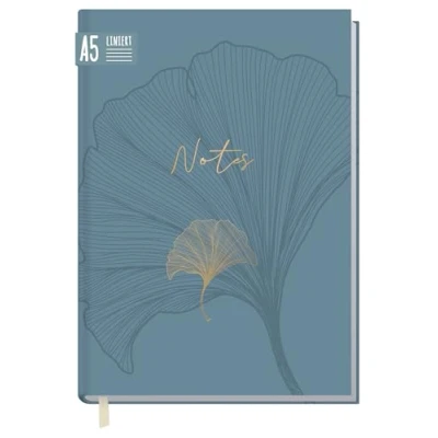 Afbeelding van Notitieboek A5 gelinieerd &quot;Blue Ginkgo&quot; van Trendstuff by Häfft 124 pagina&#039;s, 62 vellen ideaal als dagboek, bullet journal, ideeënboek, schrijfboekje duurzaam en klimaatvriendelijk