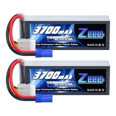 Afbeelding van Zeee 4S Lipo batterij 3700 mAh 14,8 V 60 C RC met EC5 aansluiting voor FPV Racing Drones Racefiets Quadcopters Vliegtuig Helikopter Boot Auto (2 pakketten)