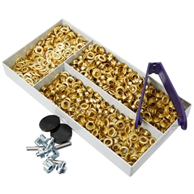 Afbeelding van oogjes + ringen van messing, 5 mm, goudkleurig,