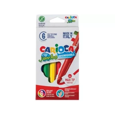 Afbeelding van Carioca viltstift Jumbo Superwashable 6 stiften in een kartonnen etui