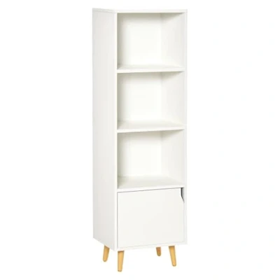 Afbeelding van HOMCOM Boekenkast opbergrek zuil voor woonkamer, badkamer, wit van hout, afmetingen: 40 l x 30 b 130 h cm