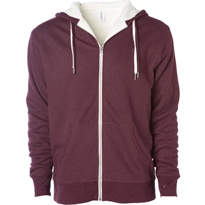 Afbeelding van Independent Unisex Sherpa Lined Zip Hooded Jacket NP352 Burgundy Heather/Natural