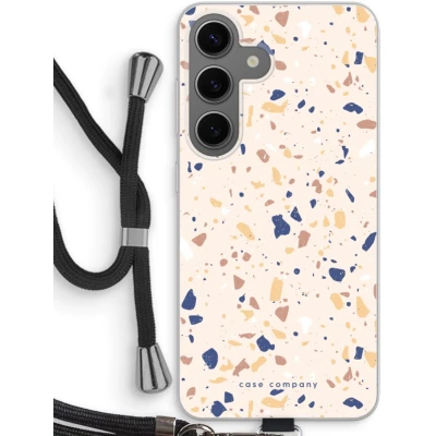 Afbeelding van Case Company® hoesje met Koord geschikt voor Samsung Galaxy S24 Terrazzo N23 Telefoonhoesje Zwart Bescherming aan alle Kanten en Over de Schermrand