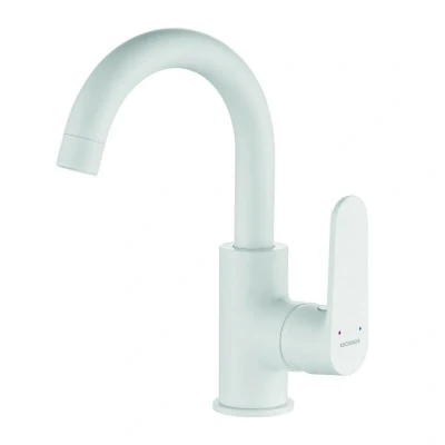 Afbeelding van Aquadesign Tours Round eenhendel wastafelmengkraan mat wit