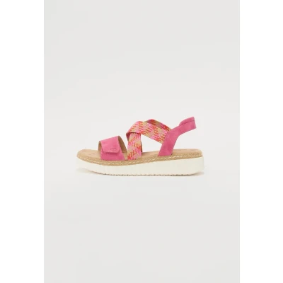 Afbeelding van TOM Tailor Sandalen met plateauzool, Dames, Maat: 37, Pink Imitatieleer/ textiel