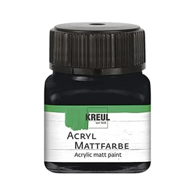 Afbeelding van Kreul 75220 20 ml matte zwarte acrylverf van glas, romige sneldrogende verf op waterbasis, geschikt voor veel verschillende oppervlakken