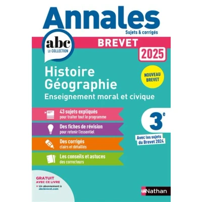 Image de Annales Brevet Histoire Géographie Enseignement Moral et Civique 2025 Corrigé