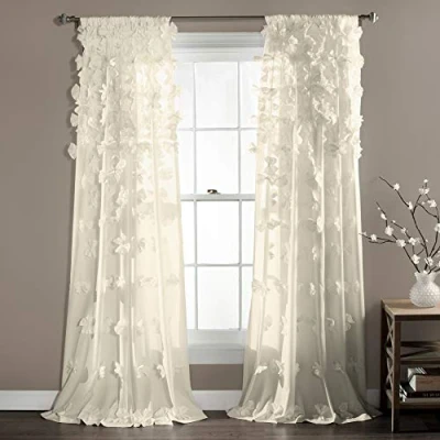 Afbeelding van Lush Decor Riley Window Gordijn, 84 by 54 inch, Ivoor