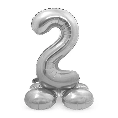 Afbeelding van Cijfer Ballon 2 staand zilver 72 cm
