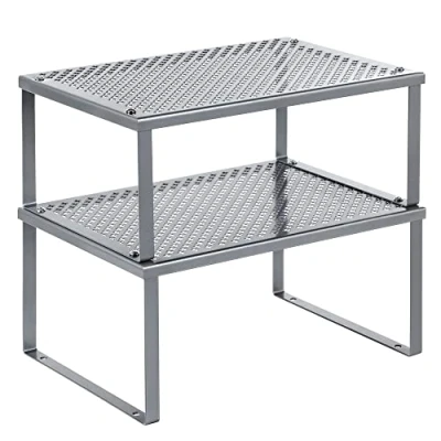 Afbeelding van SONGMICS kruidenrek, 4 stuks, stapelbaar, uittrekbaar, keukenopbergrek, metaal, voor werkblad, zilver KCS006S01