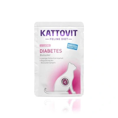 Afbeelding van 24x85g Diabetes/Gewicht Zalm Kattovit Maaltijdzakjes Kattenvoer