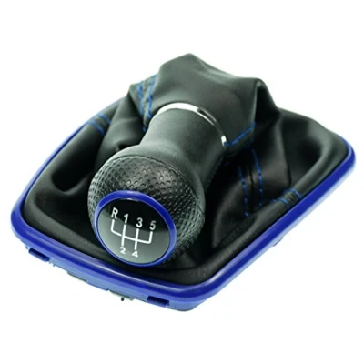 Afbeelding van L&amp;P A251 5 Versnellingspook 23 mm compatibel met VW Golf 4 IV Box Plug &amp; Play frame, reserveonderdeel voor 1J071113, zwart/blauw