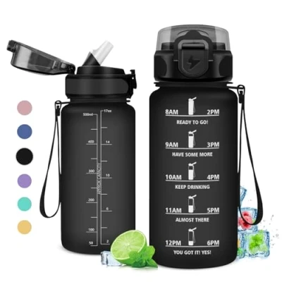 Afbeelding van sportwaterfles voor kinderen, 500 ml, met tijdweergave, fles volwassenen, fiets, reizen