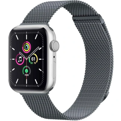Afbeelding van iMoshion Bandje Geschikt voor Apple Watch Series 1 / 2 3 4 5 6 7 8 9 SE 38 40 41 mm Maat S Milanees magnetische band Donkergrijs