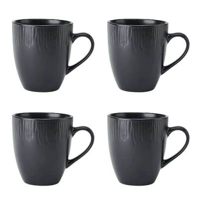 Afbeelding van Mikasa Jardin Midnight 4 delige aardewerk mokken set, 420ml, zwart
