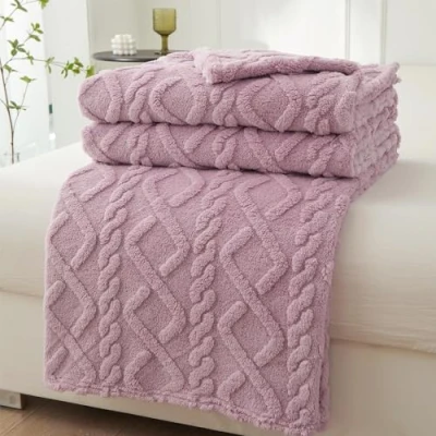 Afbeelding van Mezzar Zachte fleecedeken voor tweepersoonsbed, zetel, warm en comfortabel bed (paars, 150 x 200 cm)