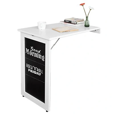 Afbeelding van SoBuy Opvouwbare wandtafel, inklapbaar, wandbureau, keukentafel, eetkamer, met memobord, zwart, 50 x 76 cm, FWT20 SCH
