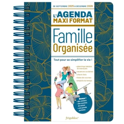 Afbeelding van AGENDA MAXI FORMAT DE LA FAMILLE ORGANISEE BLEU (SEPT.25 DEC
