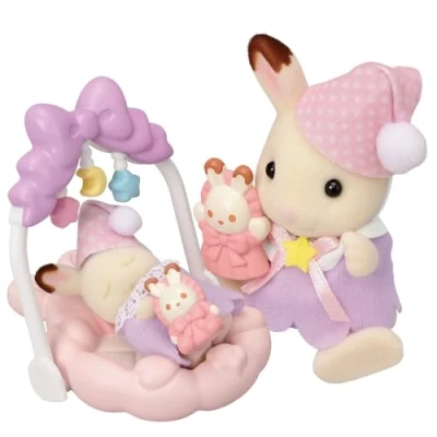 Image de Figurines Sylvanian Families Le coucher des sœurs Lapin Chocolat