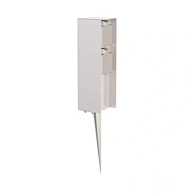 Afbeelding van ledscom.de POMI Tuinstekkerzuil met grondpen voor buiten, IP44, 2 voudig, roestvrij staal, hoekig, 23 cm