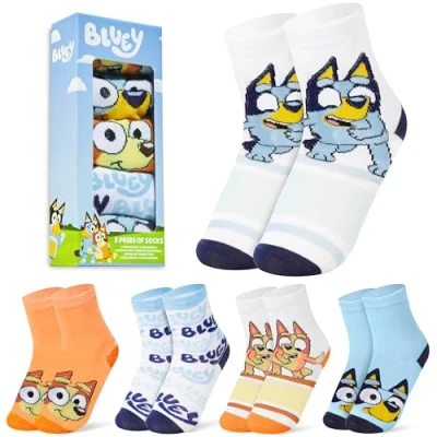 Afbeelding van Bluey Halflange sokken voor jongens, zacht, ademend, 5 stuks, Meerkleurig